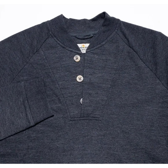Marine Layer Sweater Men's Small Henley Pullover USA Cotton Polyester Rayon Gray - Picture 5 of 8